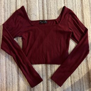 Urban Outfitters Red Maroon Long Sleeve Crop Top Size Large